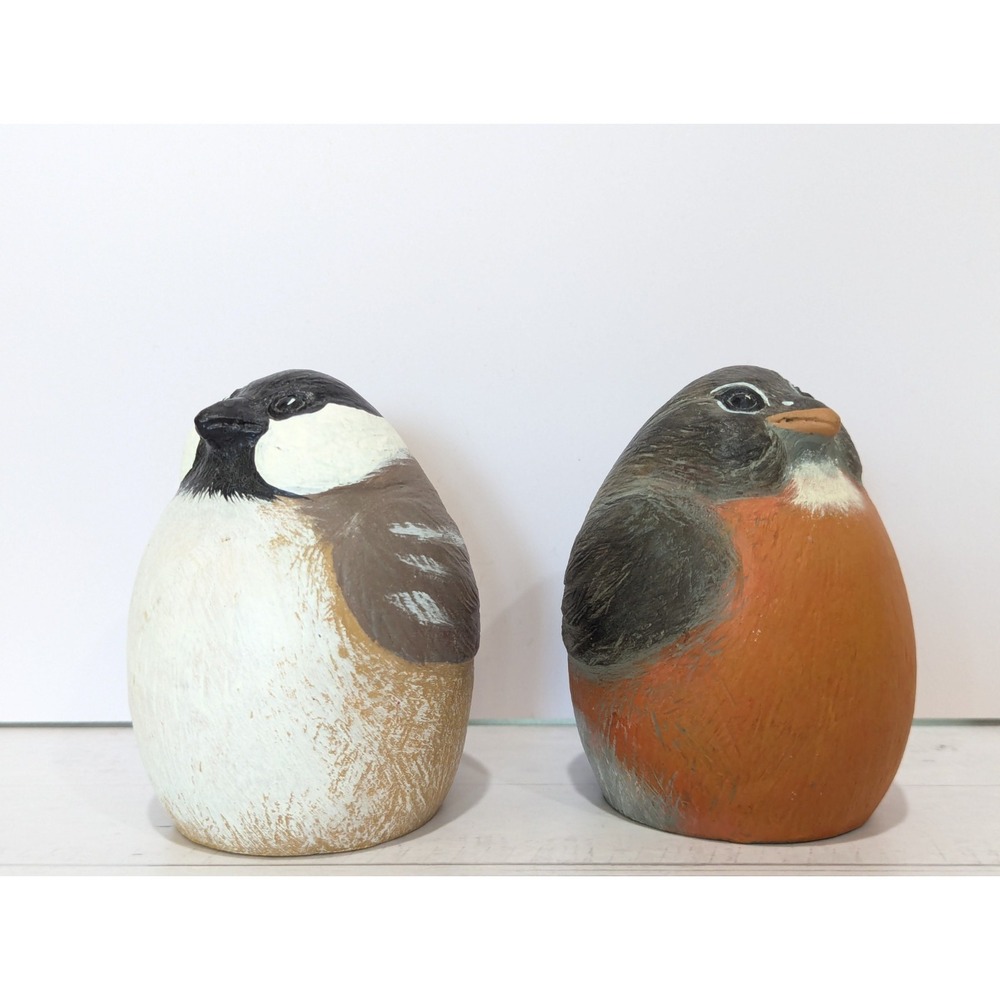 Rolly Polly Robin Chickadee Bird Resin Statue Figure 3.5" Hand Painted Heavy - Picture 6 of 16
